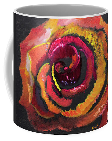 Fluorescent Rose Coffee Mug featuring the painting Fluorescent Rose by Meryl Goudey