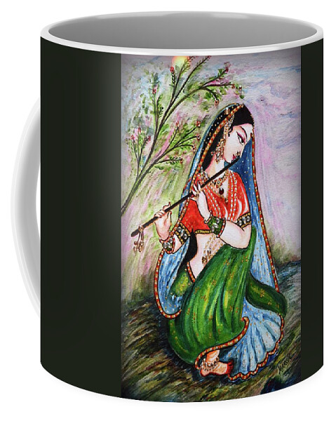Radha Coffee Mug featuring the painting Flute Player by Harsh Malik
