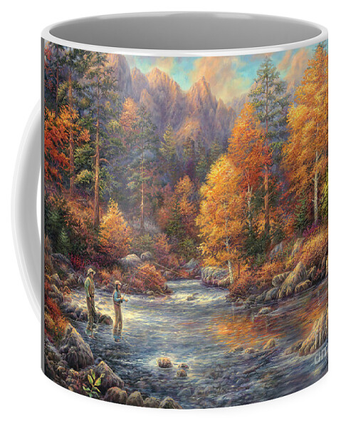 Fly Fishing Coffee Mug featuring the painting Fly Fishing Legacy by Chuck Pinson