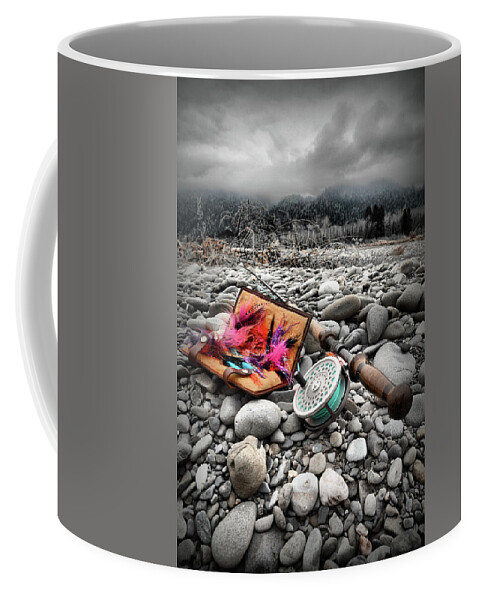  Coffee Mug featuring the photograph Fly Rod and Streamers portrait by Jason Brooks