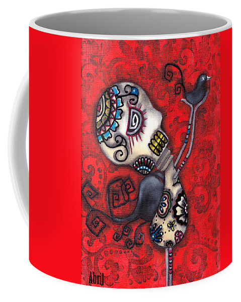 Day Of The Dead Coffee Mug featuring the painting Fly with Me by Abril Andrade