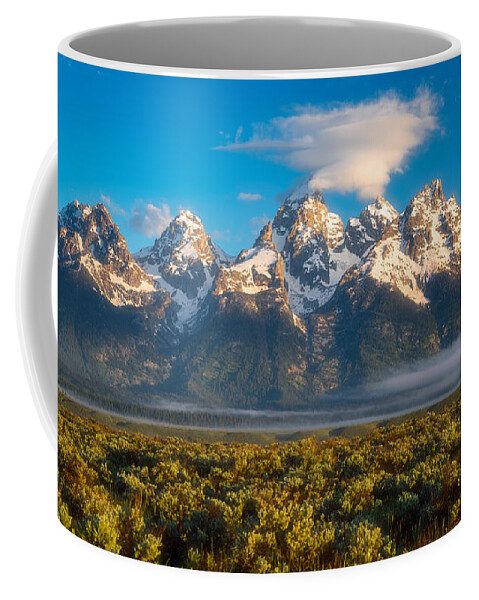 Mountains Coffee Mug featuring the photograph Fog at the Tetons by Darren White