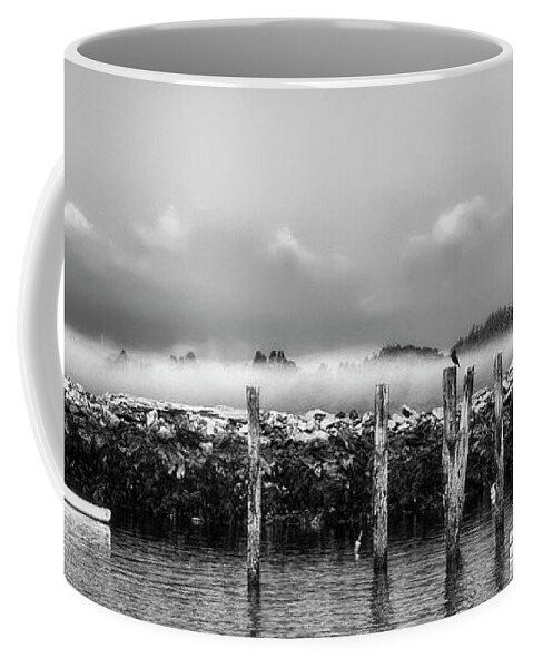 Bay Coffee Mug featuring the photograph Fog Beyond the Breakwater by Richard Bean