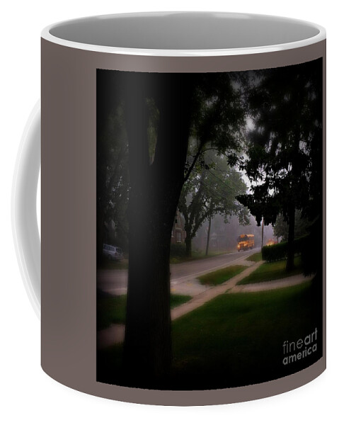 Frank J Casella Coffee Mug featuring the photograph Foggy Morning Bus Ride by Frank J Casella