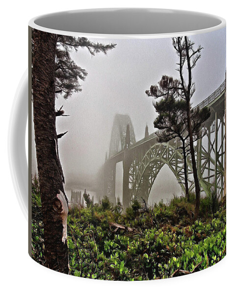 Thom Zehrfeld Coffee Mug featuring the photograph A Foggy Morning On Yaquina Bay by Thom Zehrfeld