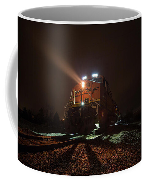 Canon Coffee Mug featuring the photograph Foggy Night Train by Aaron J Groen