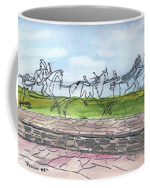 Little Bighorn Battlefield Coffee Mug featuring the painting Follow Me by Linda Feinberg