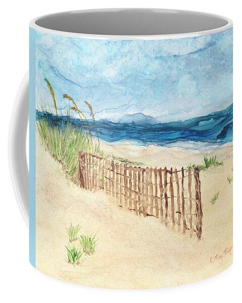 Landscape Coffee Mug featuring the painting Folly Field Fence by Kathryn Riley Parker