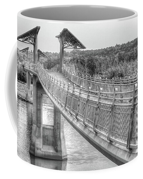 Bridge Coffee Mug featuring the photograph Footbridge at Terwillegar Park by Jim Sauchyn