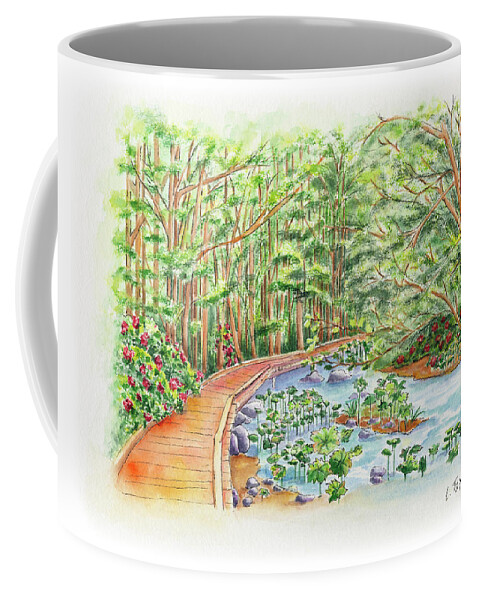 Lithia Park Coffee Mug featuring the painting Footbridge by Lori Taylor