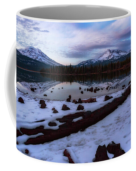 Trees Coffee Mug featuring the photograph Footprints in the Snow by Cat Connor