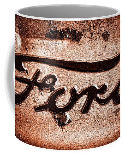 Antique Coffee Mug featuring the photograph Ford Badge Grunge by Olivier Le Queinec