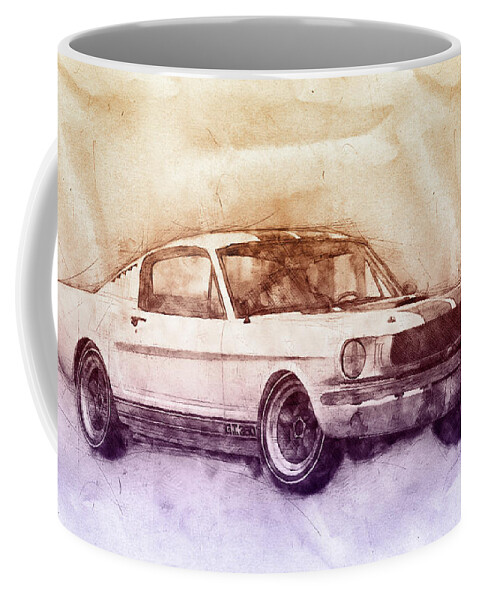 Ford Shelby Mustang Gt350 Coffee Mug featuring the mixed media Ford Shelby Mustang GT350 - 1965 - Sports Car 2 - Automotive Art - Car Posters by Studio Grafiikka