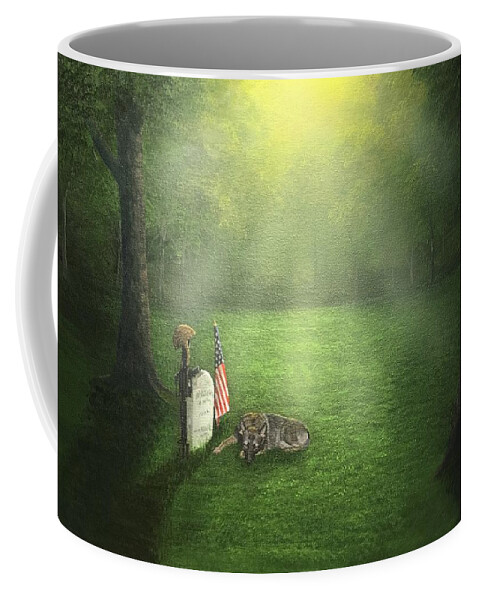 Dog Coffee Mug featuring the painting Forever Loyal by Marlene Little