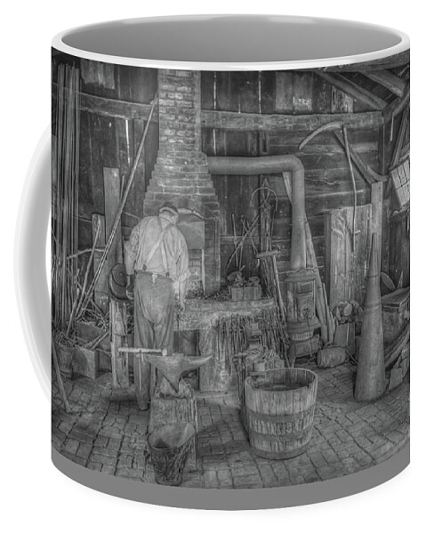 Forged In Fire Coffee Mug featuring the digital art Forged in Fire Black and White by Randy Steele