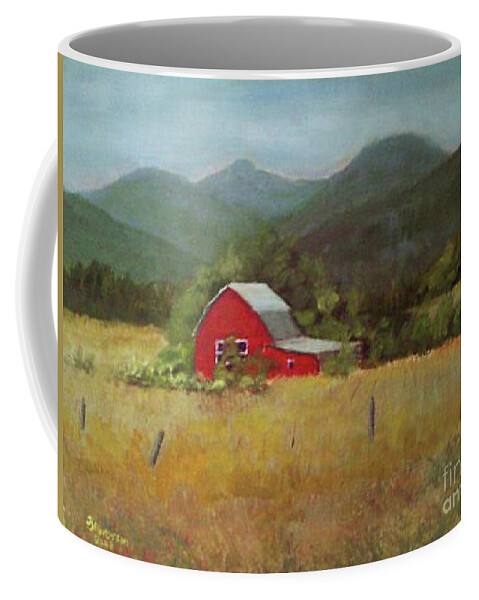 Barn Coffee Mug featuring the painting Forgotten Scene by Harriett Masterson