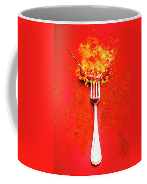 Food Coffee Mug featuring the digital art Forking hot food by Jorgo Photography