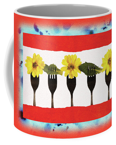 Digital Coffee Mug featuring the digital art Forks and Flowers by Paula Ayers