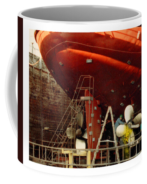 Marine Industrial Photography Coffee Mug featuring the photograph Foss Tug prop changing by Jack Pumphrey