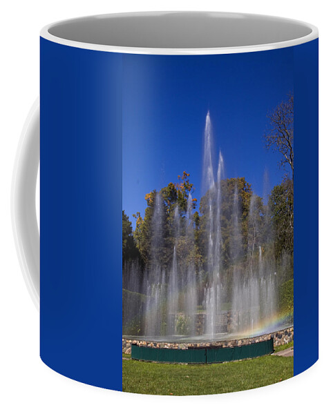 Fountains Shooting Water Coffee Mug featuring the photograph Fountain and Rainbow by Sally Weigand