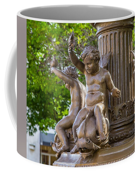 Cherub Coffee Mug featuring the photograph Fountain - Boys Riding Fish by Kevin Craft