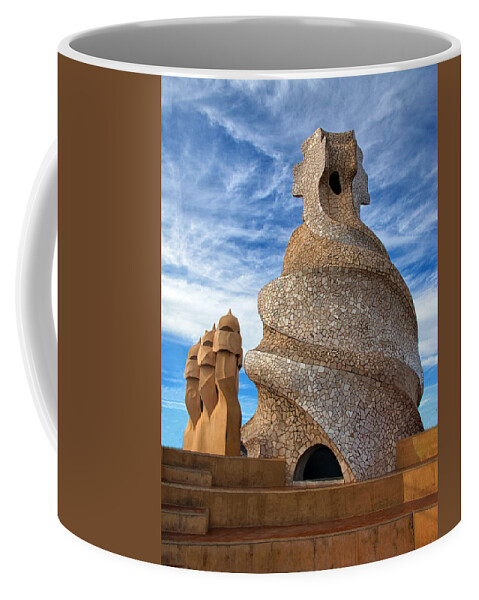 Chimney Of The Pedrera Coffee Mug featuring the photograph Four Chimneys of the Pedrera by Dave Mills