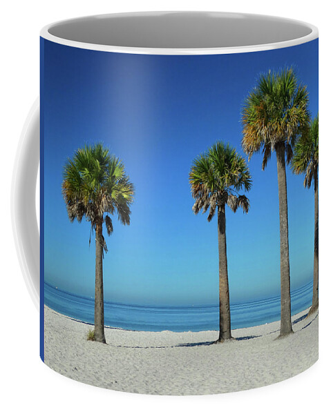 Fred Howard Beach Coffee Mug featuring the photograph Four Palms in the Morning Light by David T Wilkinson