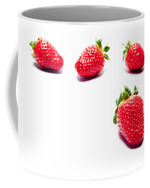 Fruit Coffee Mug featuring the photograph Four Strawberries by Helen Jackson