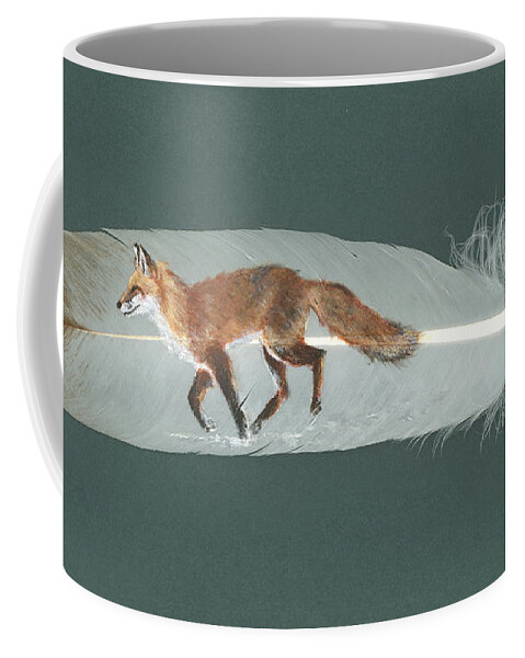 Fox Coffee Mug featuring the painting Fox Feather by Brandy Woods