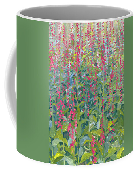 Foxgloves Coffee Mug featuring the painting Foxgloves by Leigh Glover