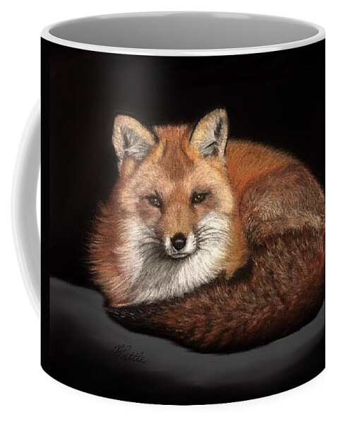 Red Fox Coffee Mug featuring the pastel Foxy by Marlene Little