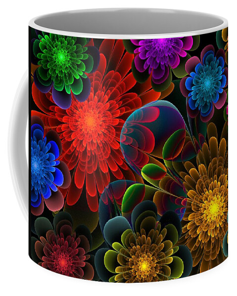 Abstract Coffee Mug featuring the digital art Fractal Bouquet by Lyle Hatch