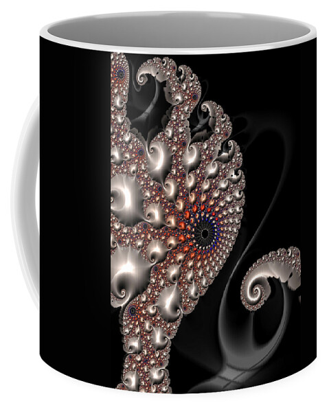 Fractal Coffee Mug featuring the digital art Fractal contact - silver copper black by Matthias Hauser