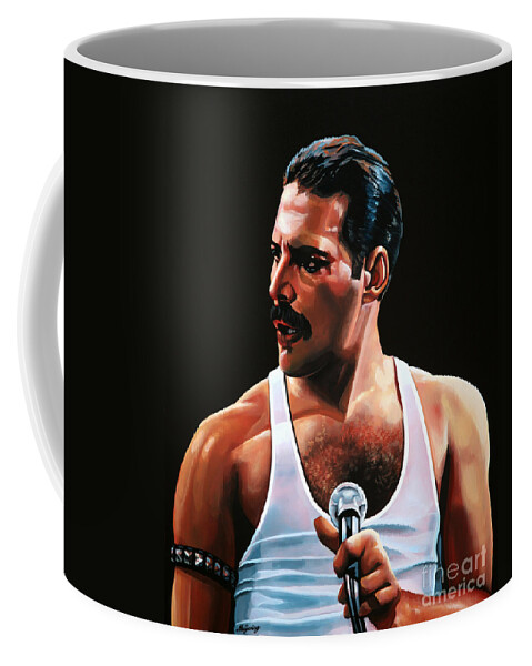 Freddie Mercury Coffee Mug featuring the painting Freddie Mercury by Paul Meijering