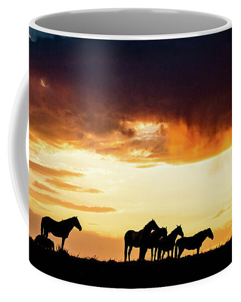 Wild Horses Stallion Equine Horse Art Coffee Mug featuring the photograph Free Interdependent Souls by Dirk Johnson