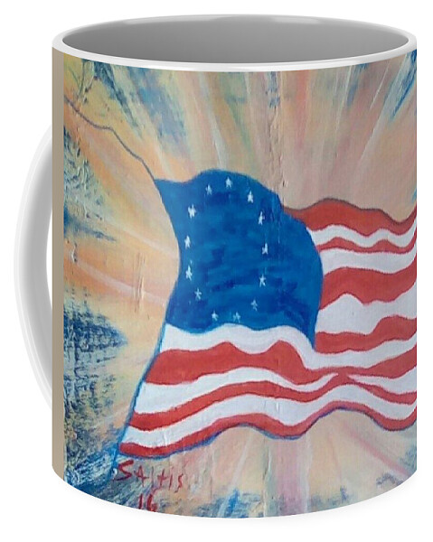 American Flags Coffee Mug featuring the painting Freedom Usa by Jim Saltis