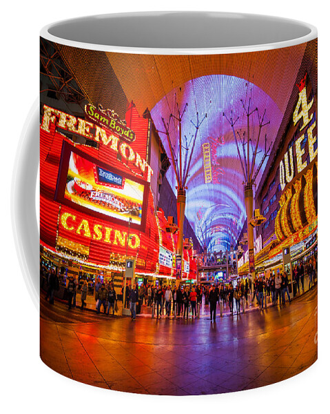 Nevada Coffee Mug featuring the photograph Fremont Street Experience at Night in Las Vegas by Bryan Mullennix