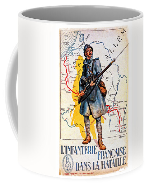 Military Coffee Mug featuring the drawing French Infantry by Carlos Diaz