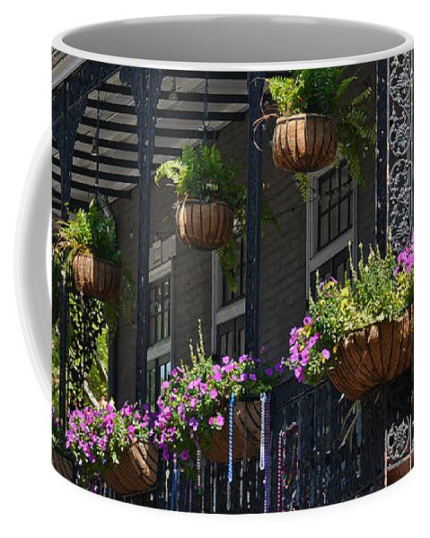 Greg Jackson Coffee Mug featuring the photograph French Quarter Sunlit Balcony - New Orleans by Greg Jackson