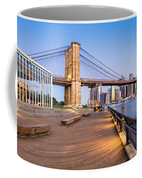 America Coffee Mug featuring the photograph Fresh Brooklyn Bridge Park summer morning by Mihai Andritoiu