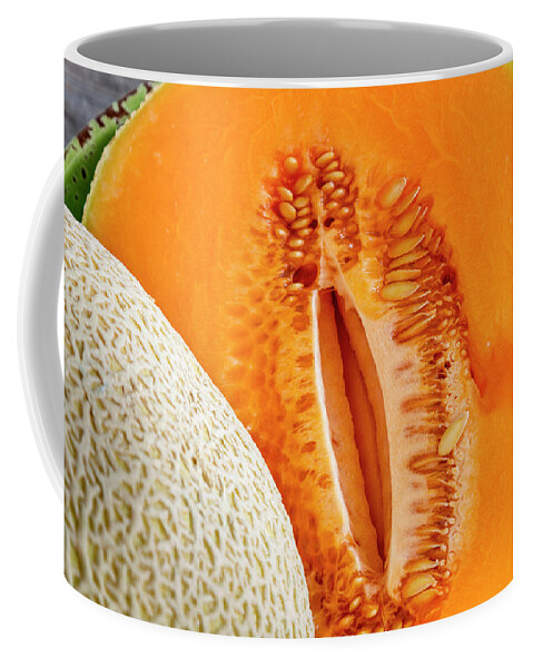 Cantaloupe Coffee Mug featuring the photograph Fresh Cantaloupe Melon by Teri Virbickis