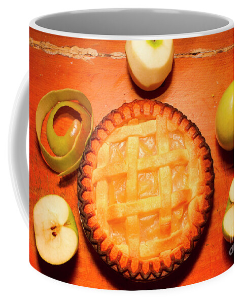 Baking Coffee Mug featuring the photograph Freshly Baked Pie Surrounded By Apples On Table by Jorgo Photography