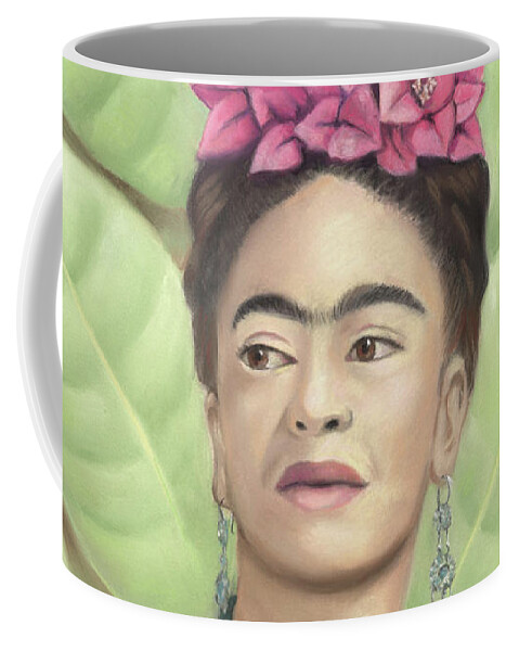 Frida Kahlo Coffee Mug featuring the pastel Frida Kahlo by Linda Ruiz-Lozito