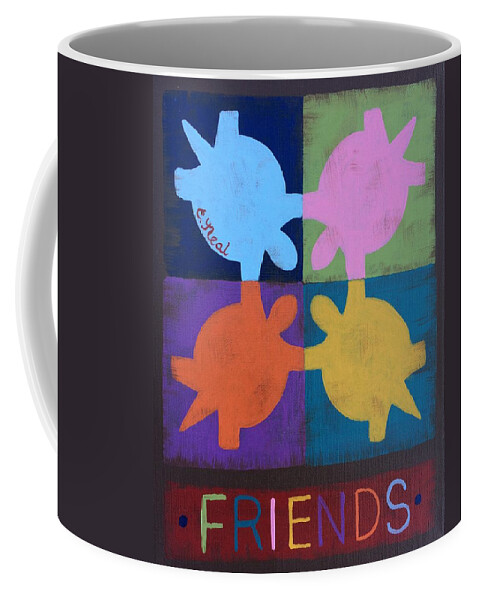 Friends Coffee Mug featuring the painting Turtle Friends by Carol Neal