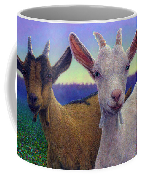 Goats Coffee Mug featuring the painting Friends by James W Johnson