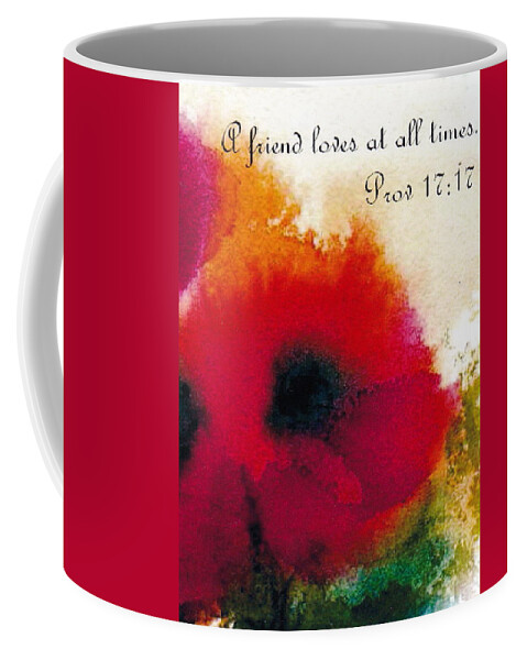 A Friend Loves At All Times Coffee Mug featuring the painting Friendship by Anne Duke