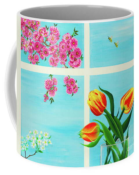 Painting Coffee Mug featuring the painting Friendship, Freshness, Fragnance by Sudakshina Bhattacharya