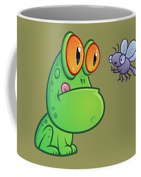 Frog Coffee Mug featuring the digital art Frog and Dragonfly by John Schwegel