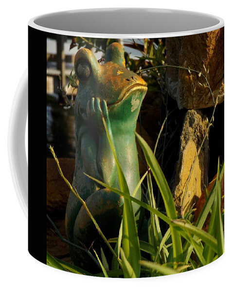Statue Coffee Mug featuring the photograph Frog of the Garden by Julie Pappas