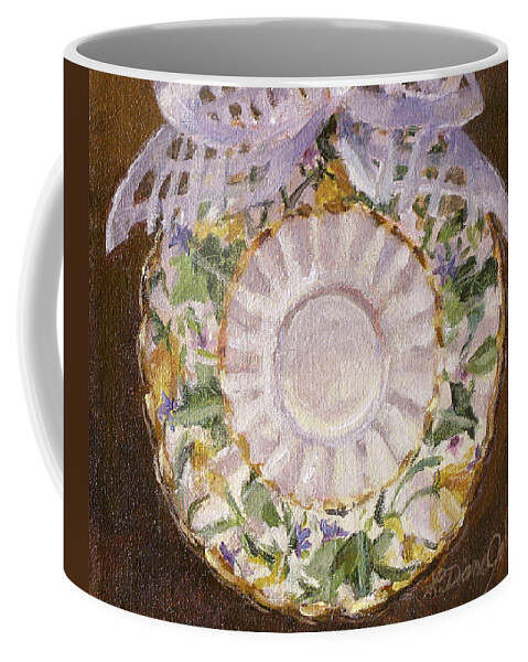 Charming English Saucer Coffee Mug featuring the painting From the Queens Table by L Diane Johnson